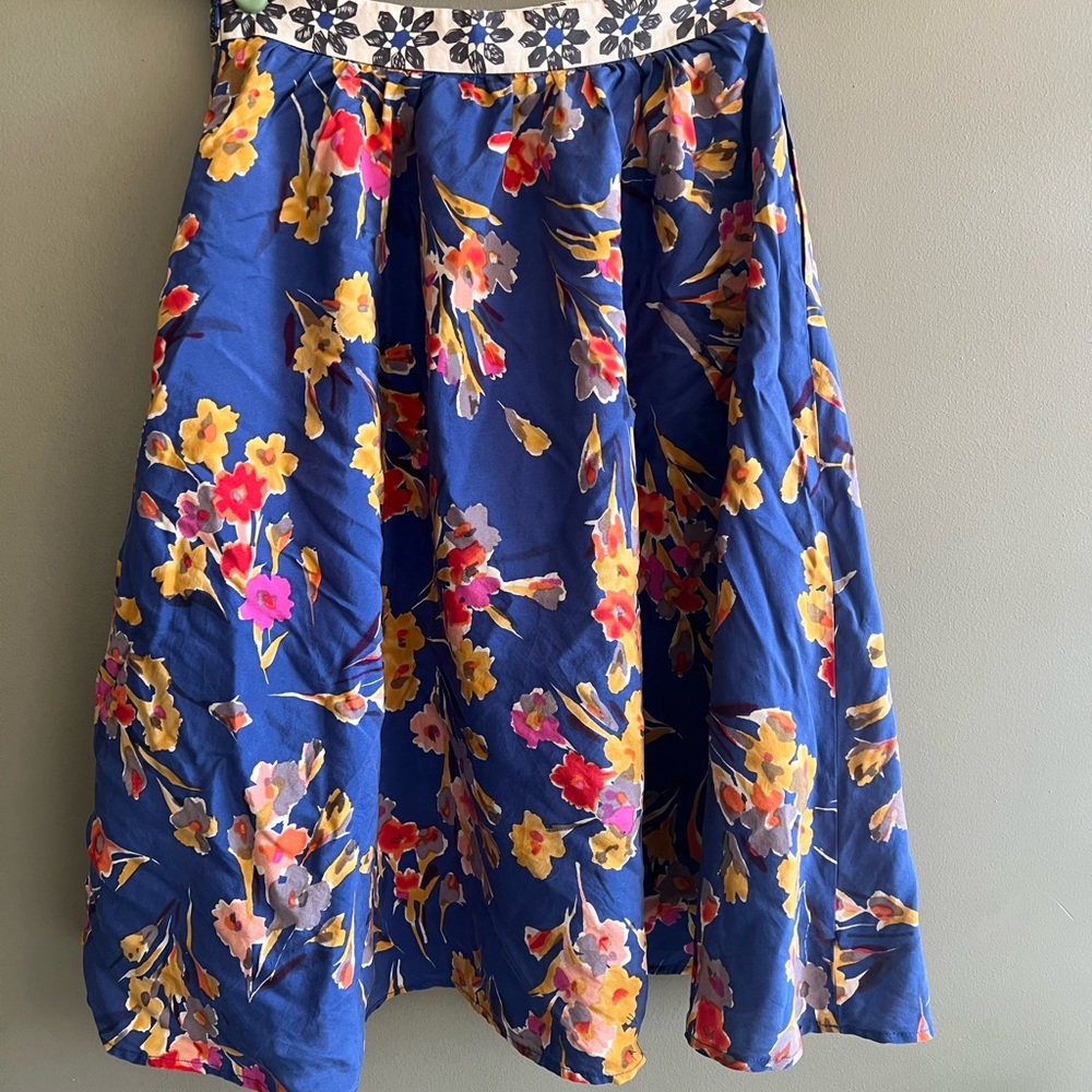 Silk Floral Anthropologie Skirt